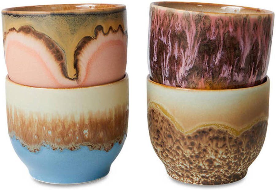 HKLIVING koffiekopje 70s (Ø8 cm) (200 ml) (set van 4)