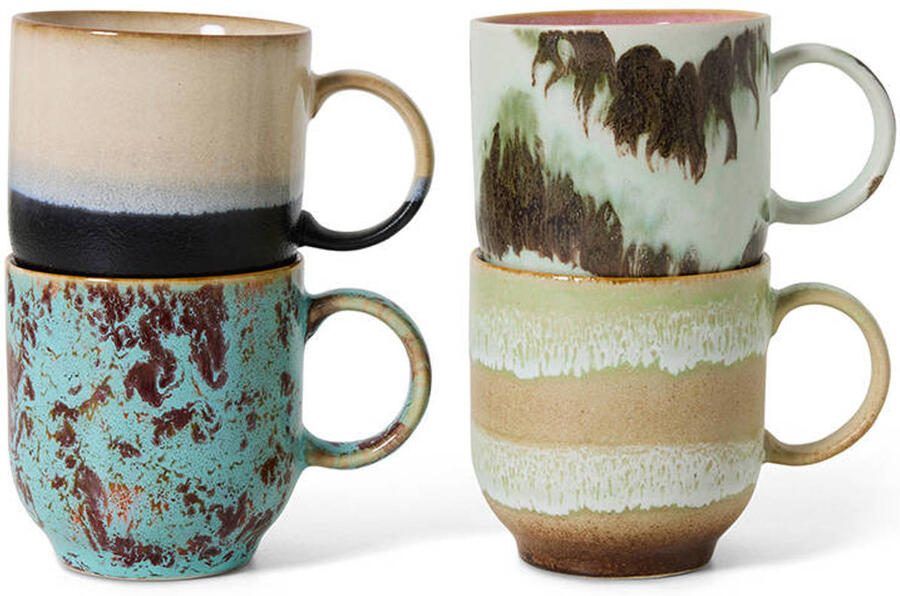 HKLIVING koffiekopje 70s (Ø8 cm) (250 ml) (set van 4)