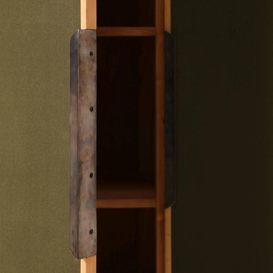HKLIVING Opbergkast Pioneer Hout & Canvas 100 x 180cm Groen