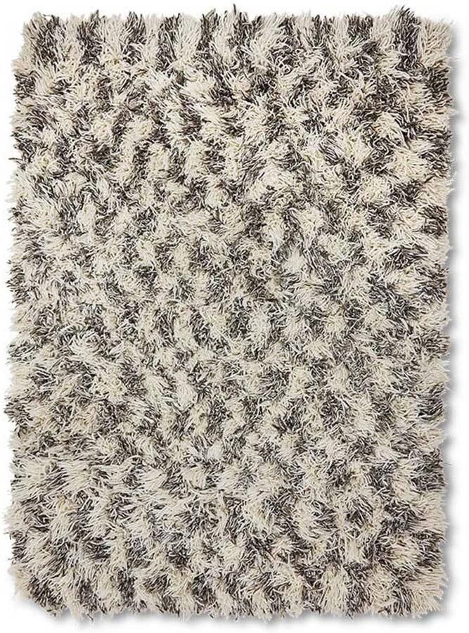 HKLIVING vloerkleed wol Shaggy crème donkerbruin (300x200 cm)