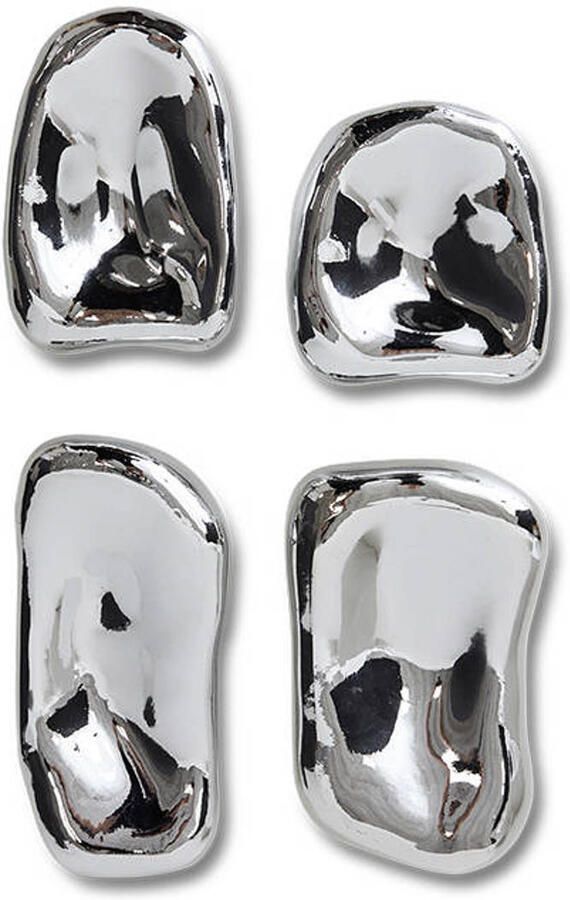HKLIVING Wandobject Glass Set van 4 stuks Chroom