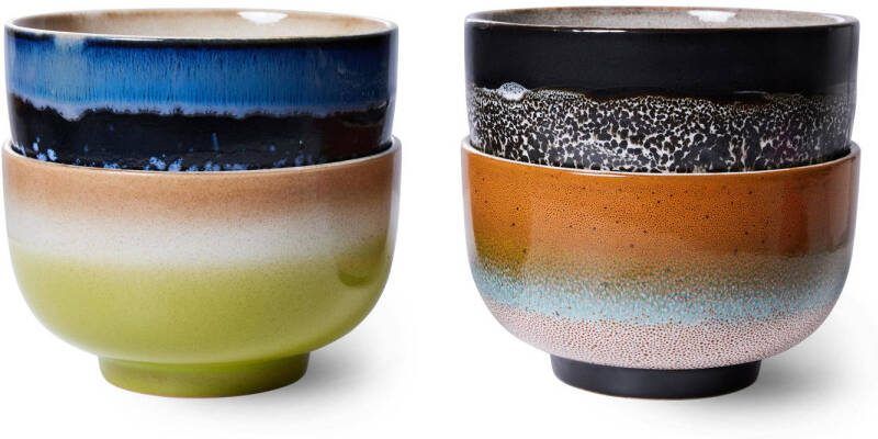 HKLIVING " 70's Noodle Kommen Ø 13 5 cm Set van 4 Groovy "