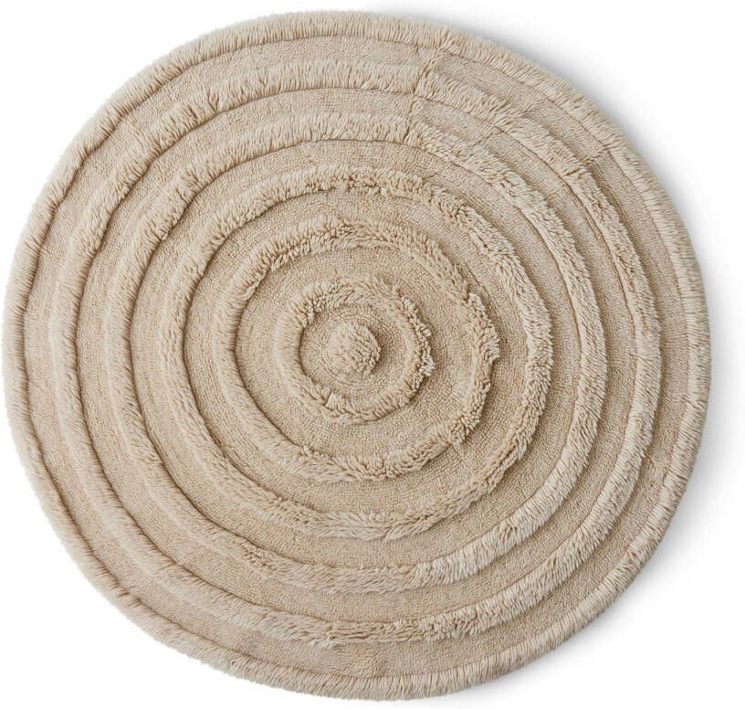 HKLIVING Round Woolen Vloerkleed Ø 150 cm Cream