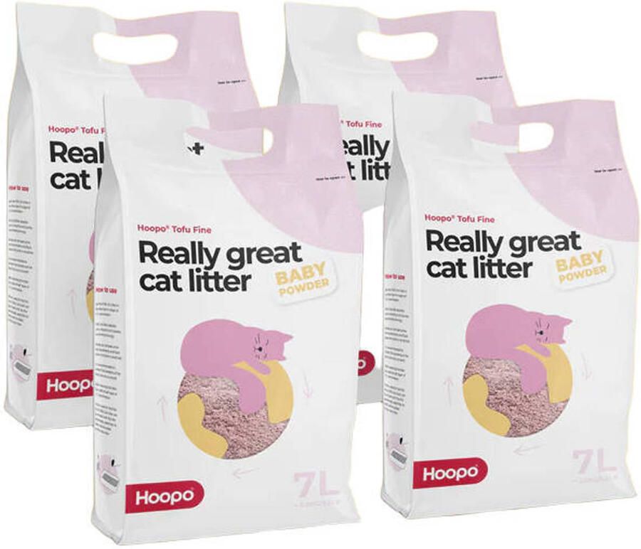 Hoopo Kattenbakvulling Tofu Fine Babypowder 4x pack Cat Litter
