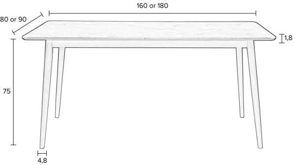 White Label Living | White Label Living | Tafel Fabio 160x80 Natural | Eettafels | Eettafel | Eettafels | Eettafel - Foto 6