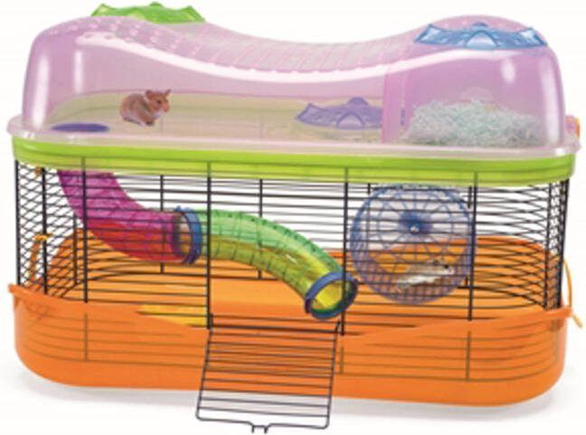 Dobeno Imac hamsterkooi Fantasy 58 x 38 5 cm oranje roze groen