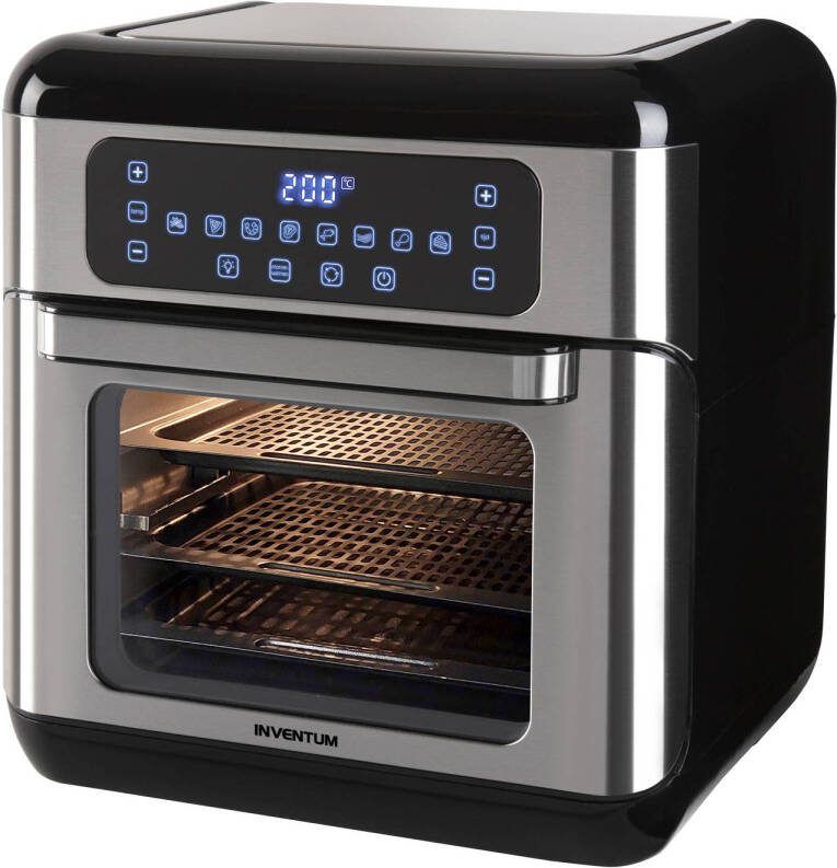Inventum GF1200HLD Airfryer oven Hetelucht friteuse 12 liter 8 programma's 5 accessoires 80 tot 200 graden 1500 watt Zwart RVS - Foto 2
