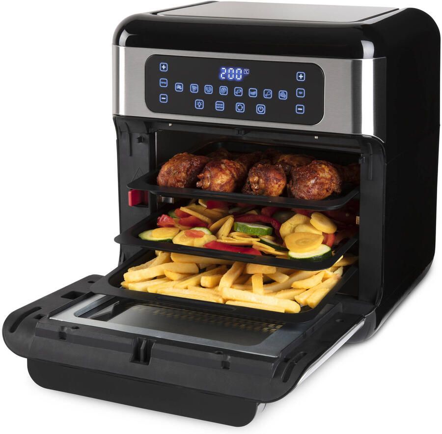 Inventum GF1200HLD Airfryer oven Hetelucht friteuse 12 liter 8 programma's 5 accessoires 80 tot 200 graden 1500 watt Zwart RVS - Foto 3