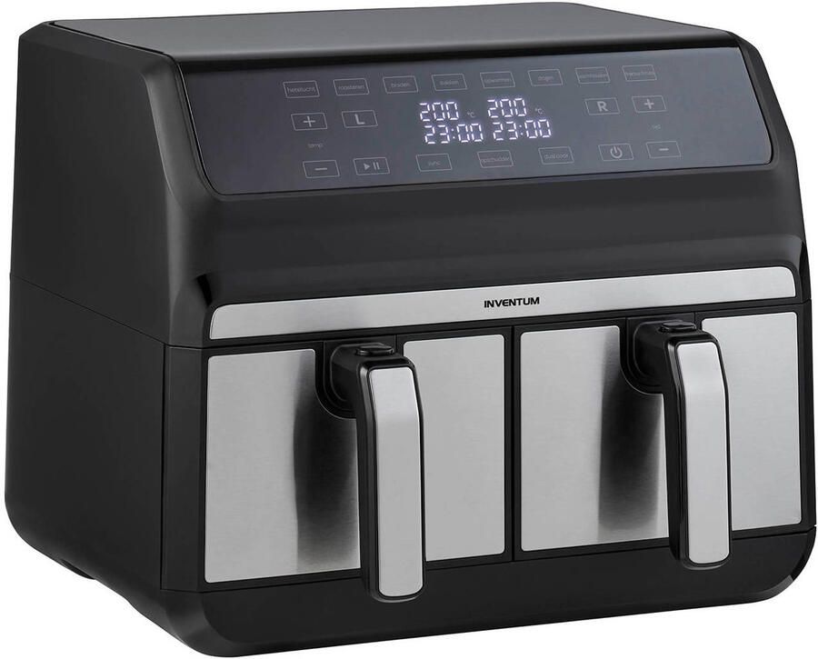 Inventum GF800HLD Dubbele airfryer Hetelucht friteuse 2 x 4 liter 8 programma's Dual cook functie 80 tot 200 graden 1700 watt Zwart RVS - Foto 5