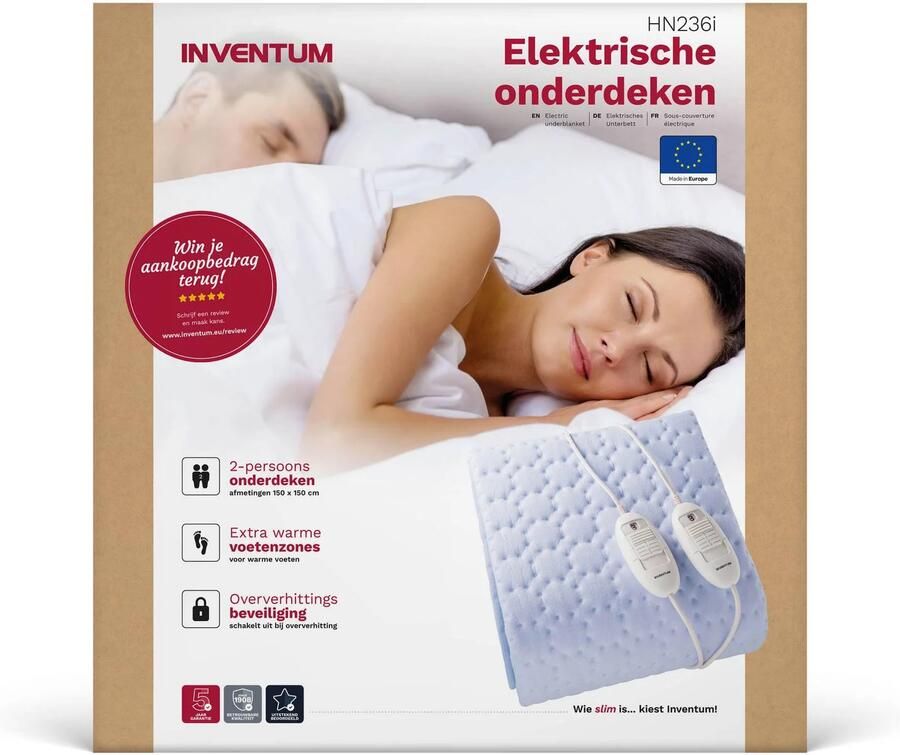 Inventum HN236I Elektrische onderdeken 2 persoons 150x150 cm Fleece Lichtblauw - Foto 5