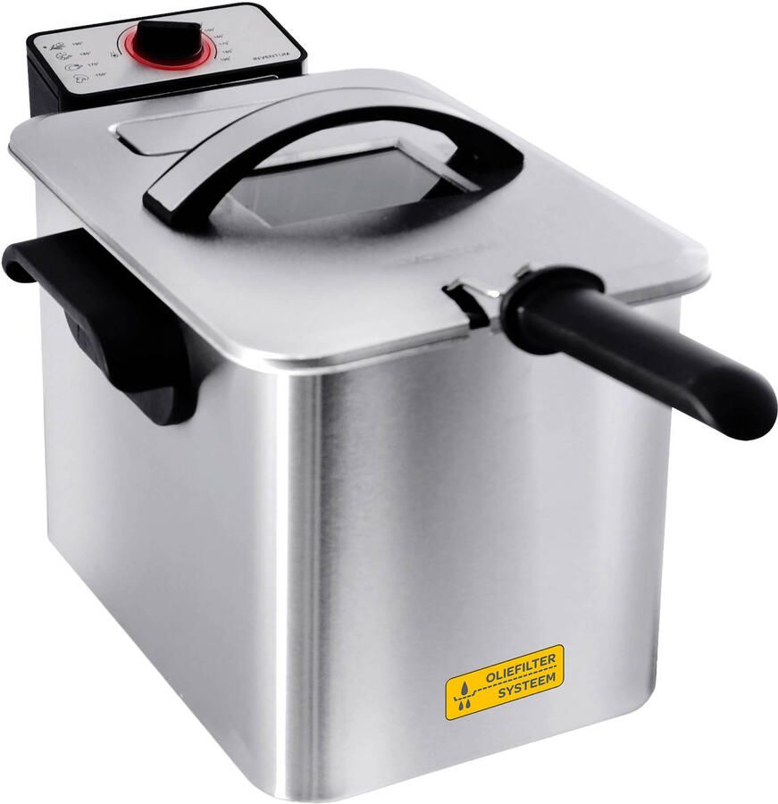 Inventum GF645F Frituurpan 4 liter Tot 190 graden 3000 watt Koude zone Anti reukfilter Kijkvenster Friteuse RVS Zwart - Foto 2