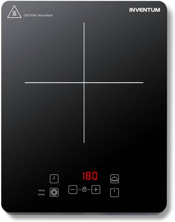 Inventum KI120T Inductie kookplaat 1 kookzone 2000 watt 10 standen Pan 15 tot 20 cm Timer Kinderslot Zwart - Foto 3