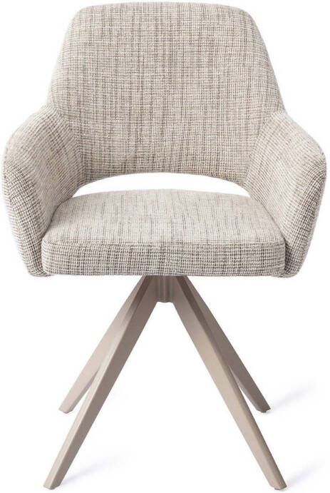 Jesper Home Draaibare Eetkamerstoel Yanai Turn Beige Caramel Grid