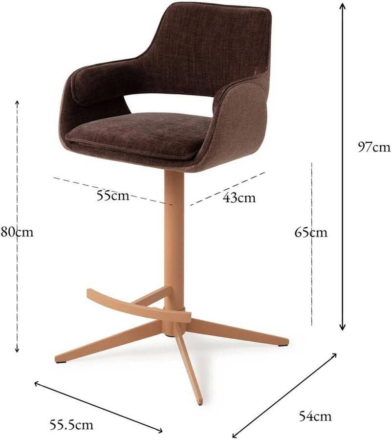 Jesper Home Barkruk Oketo Draaibaar Chestnut Chase (zithoogte 65cm)
