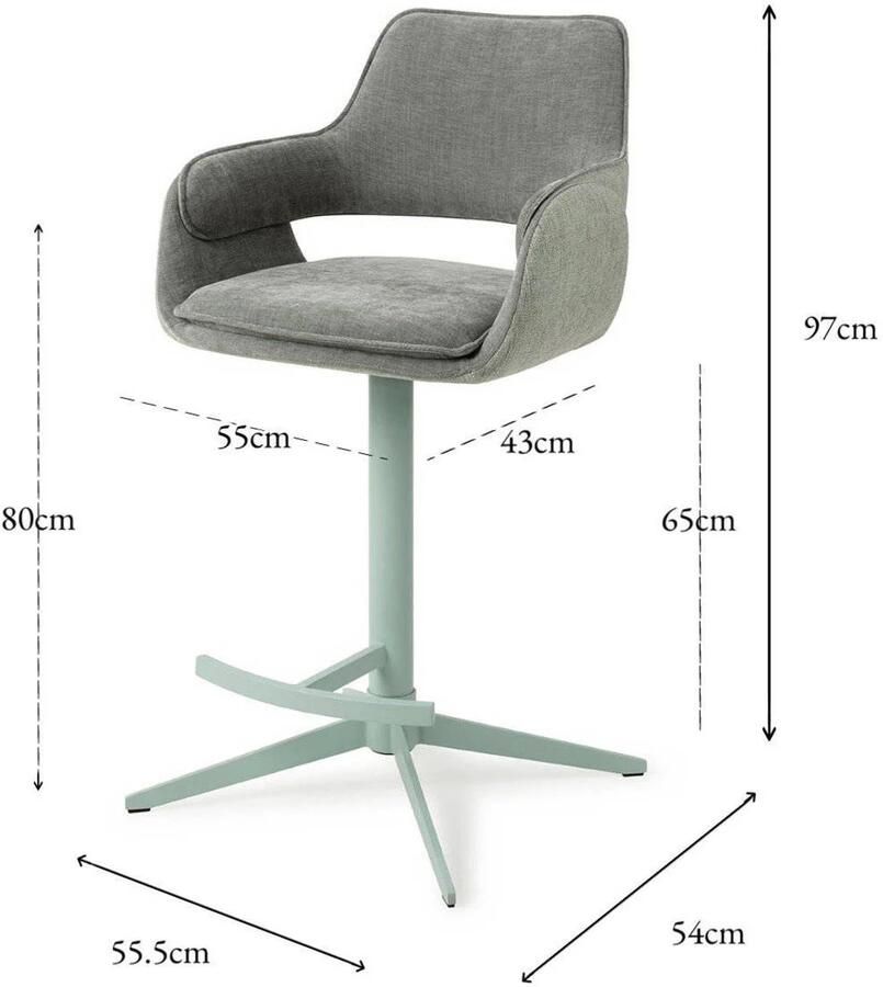 Jesper Home Barkruk Oketo Draaibaar Green Midori (zithoogte 65cm)