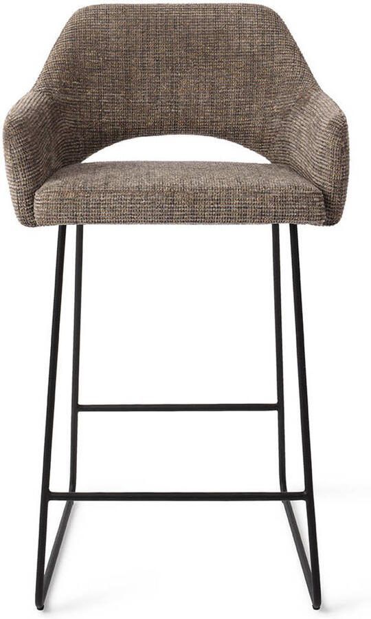 Jesper Home Barstoel Yanai Slide Black Checked Chestnut (zithoogte 65cm)