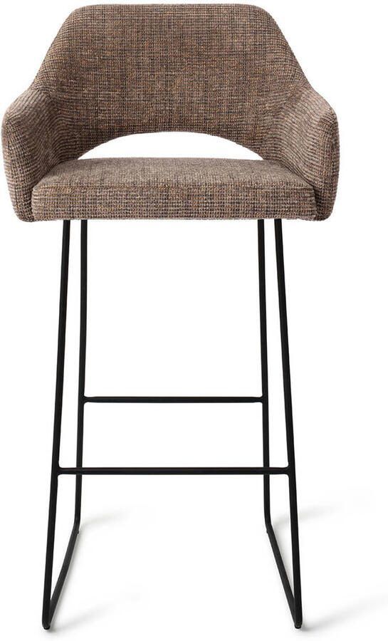 Jesper Home Barkruk Yanai Slide Black Checked Chestnut (zithoogte 75cm)