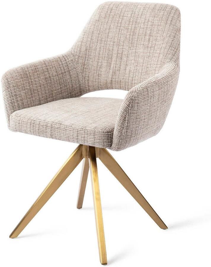 Jesper Home Draaibare Eetkamerstoel Yanai Turn Gold Caramel Grid