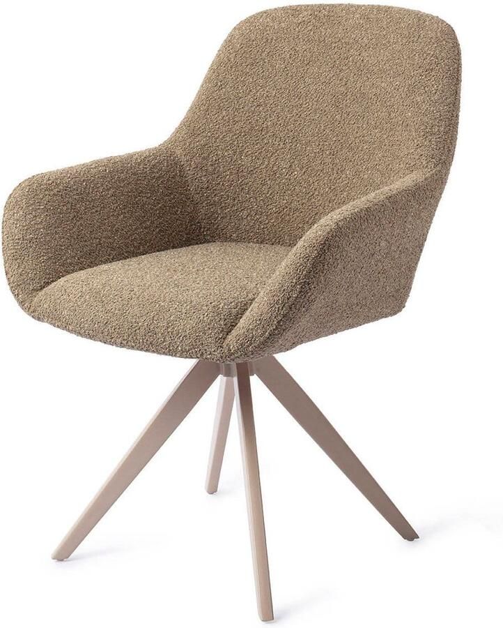 Jesper Home Draaibare Eetkamerstoel Kushi Turn Beige Moss Meadow