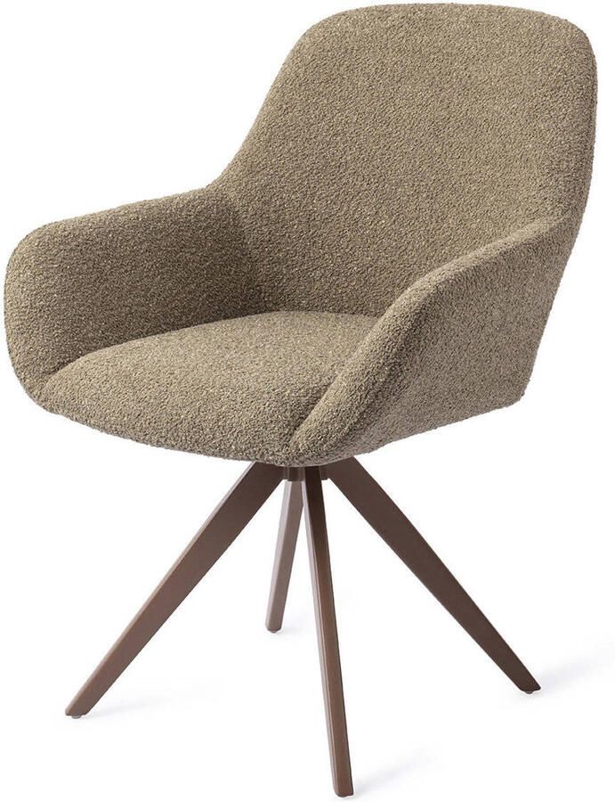 Jesper Home Draaibare Eetkamerstoel Kushi Turn Brown Moss Meadow