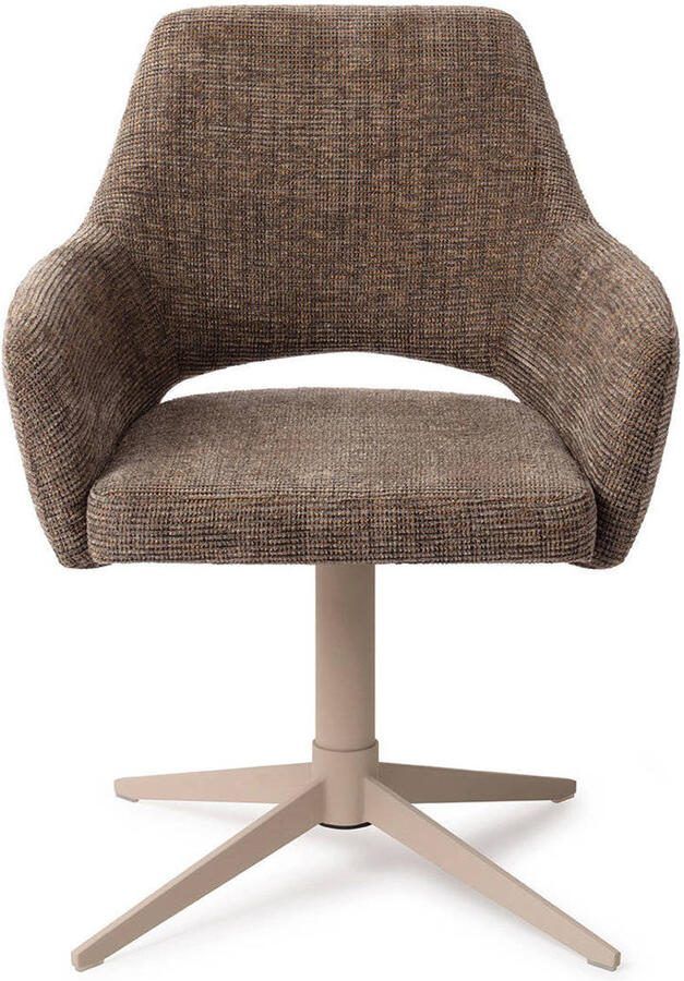 Jesper Home Eetkamerstoel Yanai Quad Beige Checked Chestnut