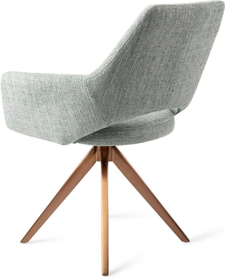 Jesper Home Eetkamerstoel 'Yanai' Turn Rose Gold kleur Soft Sage