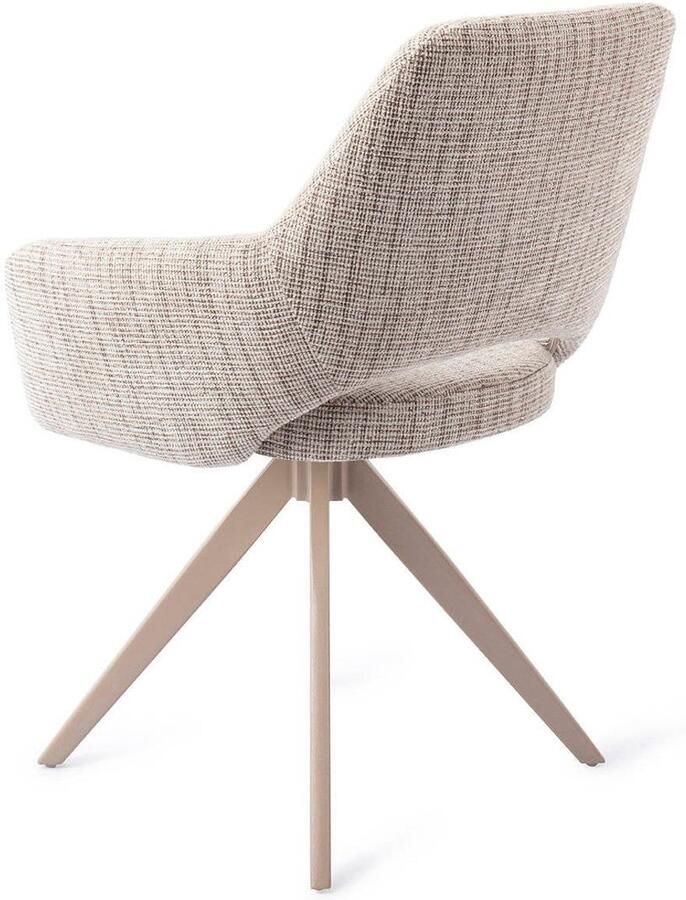 Jesper Home Draaibare Eetkamerstoel Yanai Turn Beige Caramel Grid