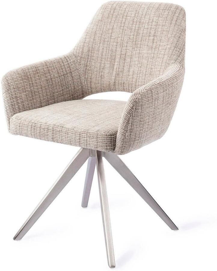 Jesper Home Draaibare Eetkamerstoel Yanai Turn Steel Caramel Grid