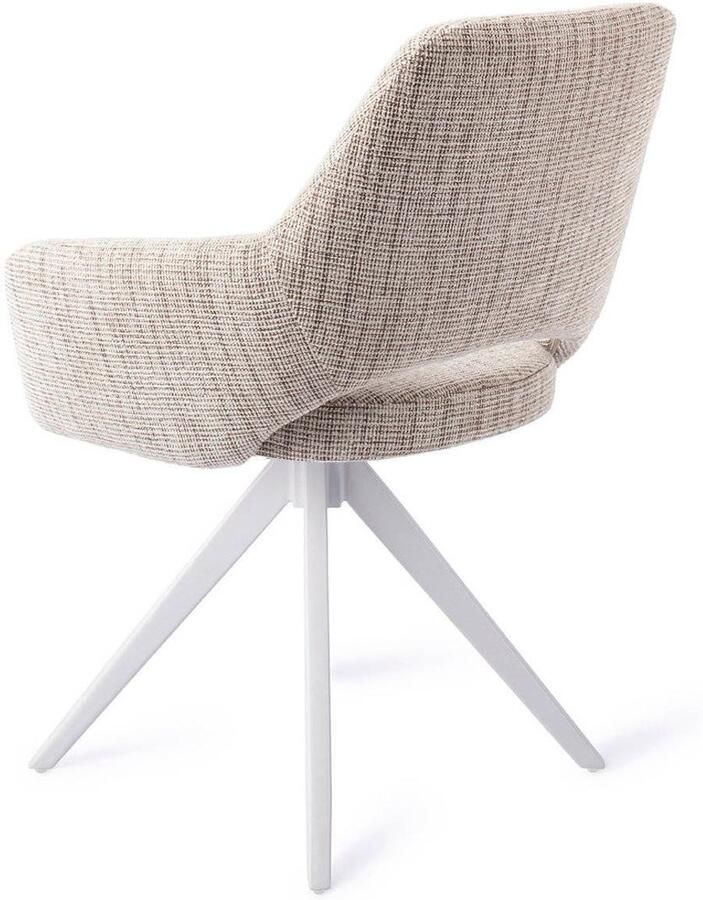 Jesper Home Draaibare Eetkamerstoel Yanai Turn White Caramel Grid