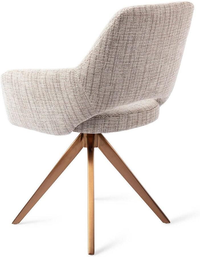 Jesper Home Draaibare Eetkamerstoel Yanai Turn Rose Caramel Grid