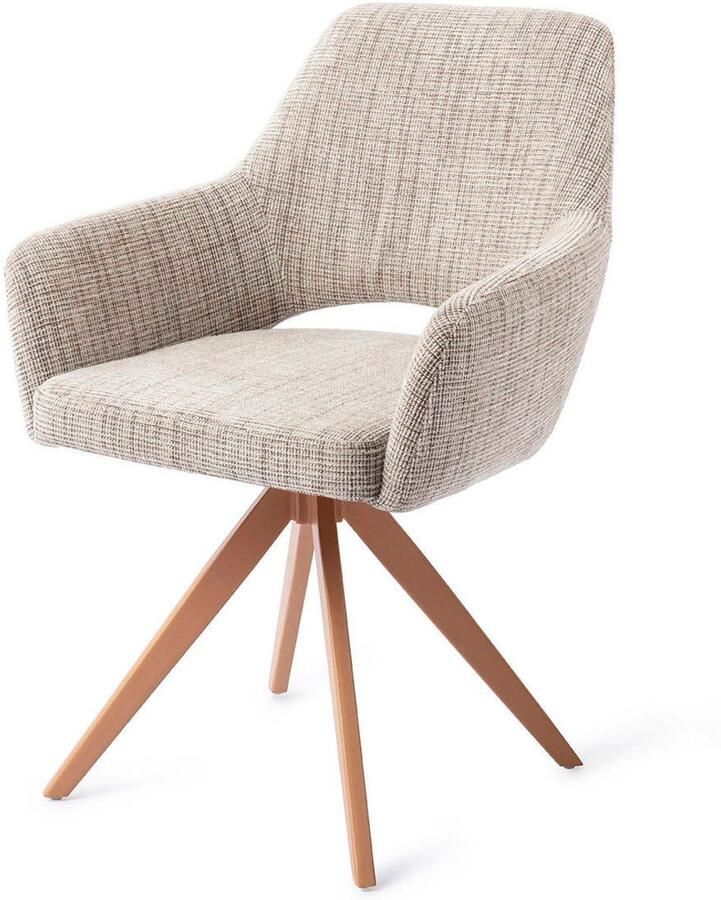 Jesper Home Draaibare Eetkamerstoel Yanai Turn Peach Caramel Grid