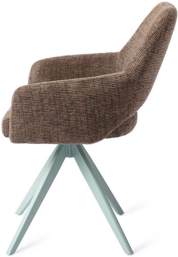 Jesper Home Eetkamerstoel Yanai Turn Mint Checked Chestnut