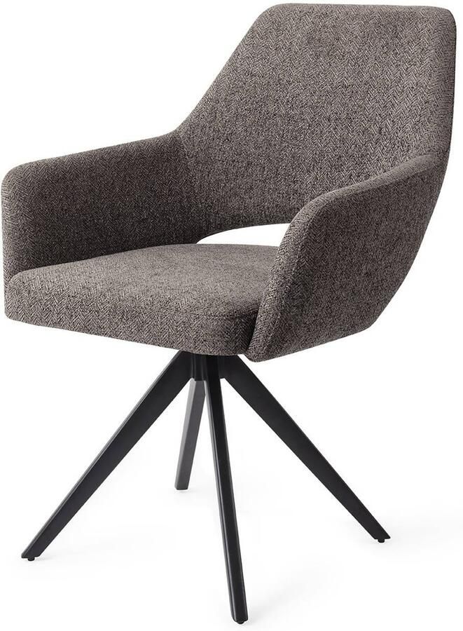 Jesper Home Eetkamerstoel Yanai Turn Black Draaibaar Amazing Grey