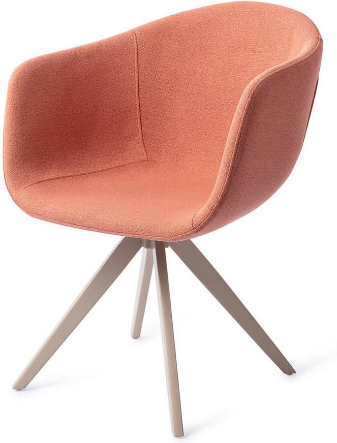 Jesper Home Draaibare Eetkamerstoel Yuni Turn Beige Coral Crush