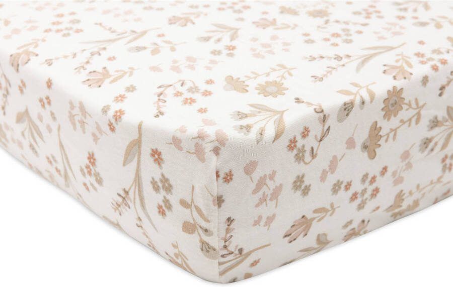 Jollein jersey wieg hoeslaken Bloomy offwhite beige