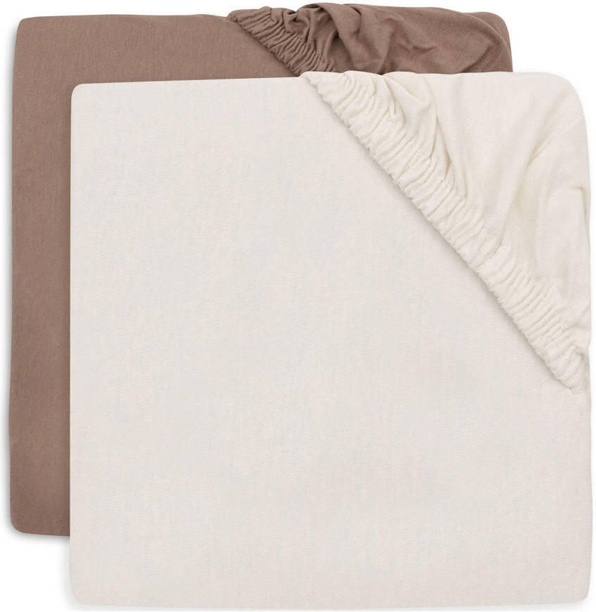 Jollein jersey kinderbed hoeslaken Milky Coffee Ivory bruin offwhite (set van 2)