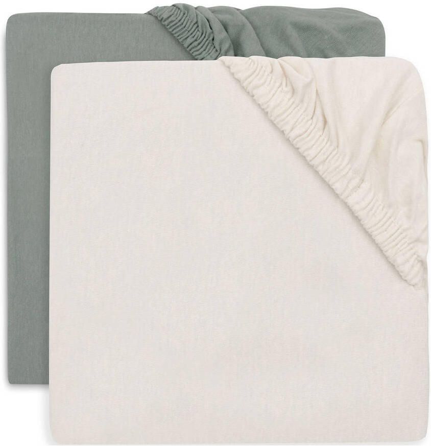 Jollein jersey ledikant hoeslaken Sea Green Ivory (set van 2)