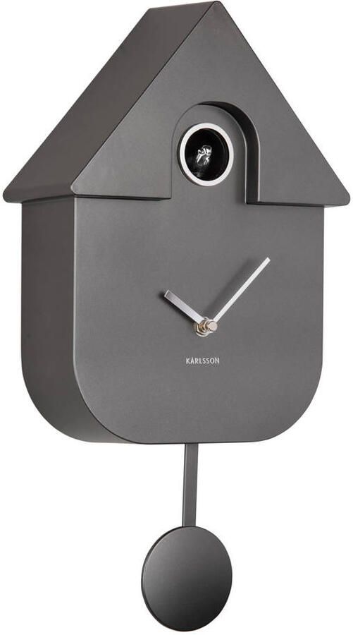 Karlsson Wall Clock Modern Cuckoo Metallic Dark Grey