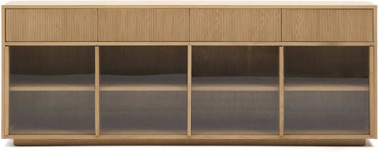 Kave Home Dressoir Helvine Eiken en glas 200cm Bruin