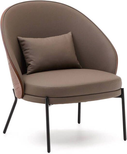 Kave Home Fauteuil Eamy Lederlook Bruin