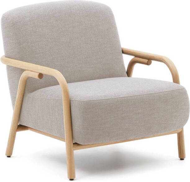 Kave Home Fauteuil Sylo Essenhout en stof Beige