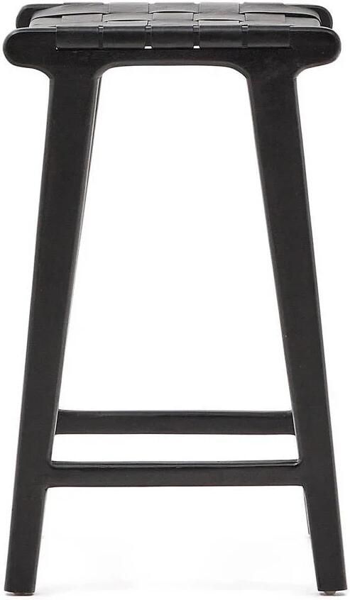 Kave Home Barkruk Calixta Hout en leder Zwart (zithoogte 67cm)