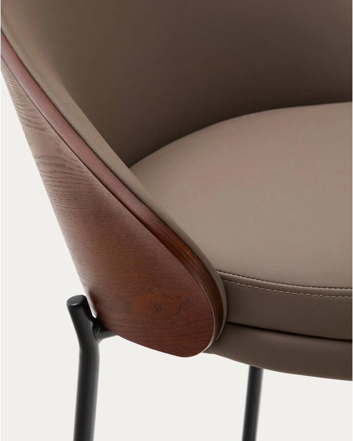 Kave Home Barkruk Eamy Lederlook Bruin (zithoogte 65cm)