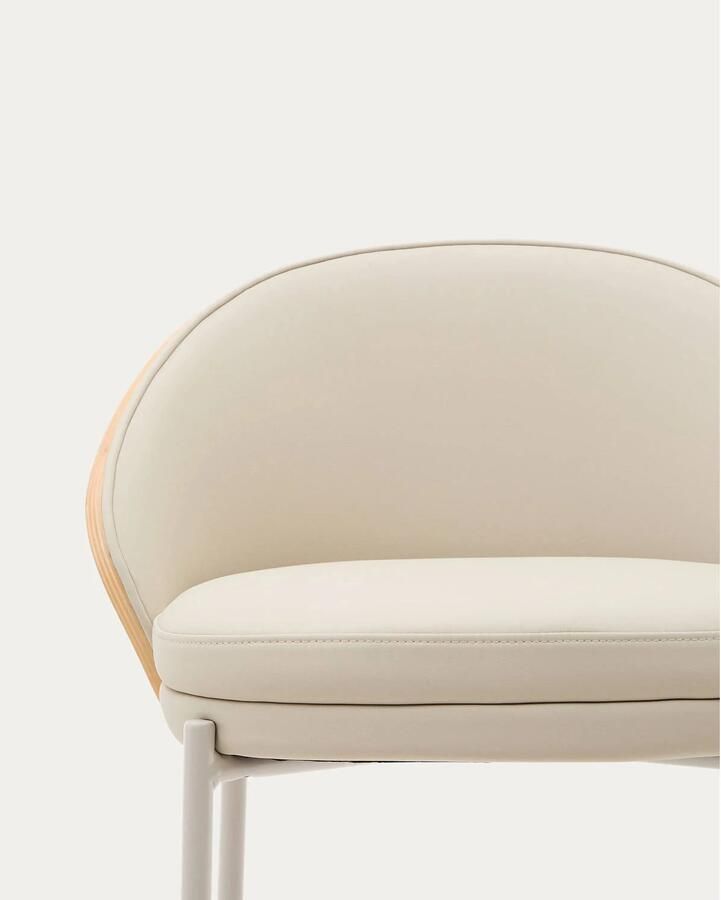 Kave Home Barkruk Eamy Lederlook Beige (zithoogte 77cm)