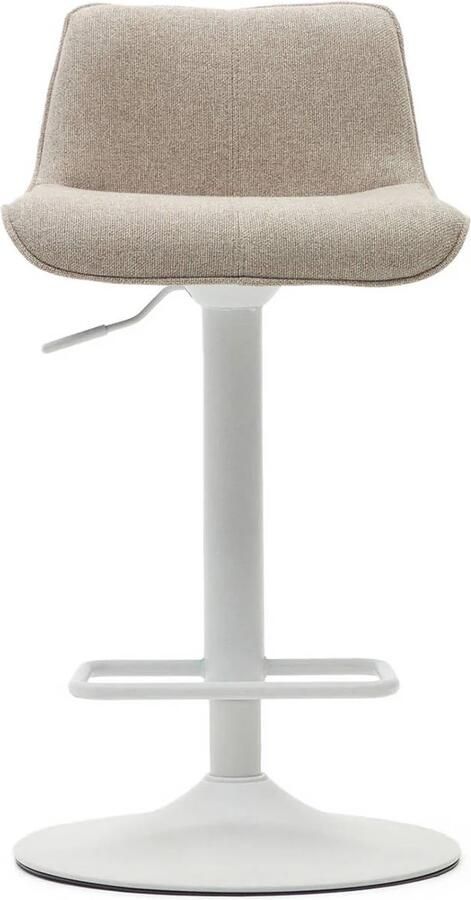 Kave Home Zenda-kruk in beige chenille en staal met matwitte afwerking 81- 102 cm - Foto 2