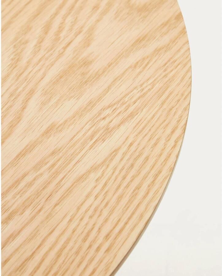 Kave Home Watse set van 2 bijzettafels in eikenhoutfineer en mat wit metaal Ø 40 cm Ø 48 cm - Foto 2