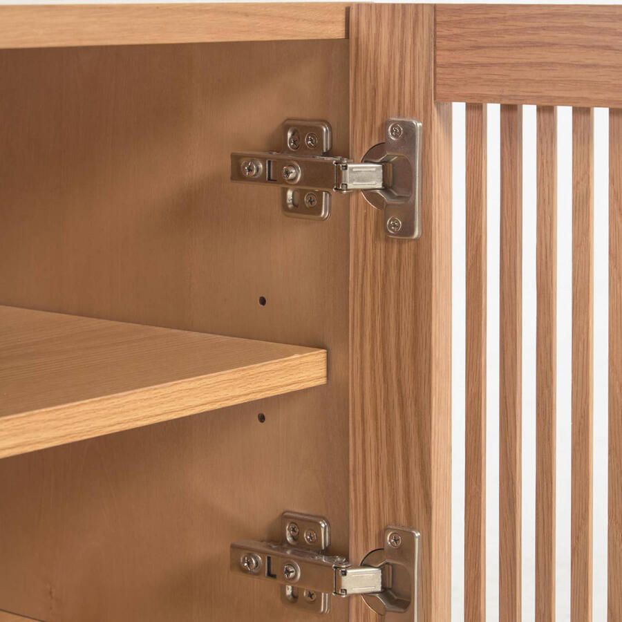 Kave Home Schoenenkast Beyla 98.5 x 42.5 cm 80% MDF E0 (vezelplaat met gemiddelde dichtheid en lage formaldehyde-emissie klasse E0) 18% Eikenhoutplaat (Quercus alba) 2% Essenboomhout (Fraxinus Excelsior)