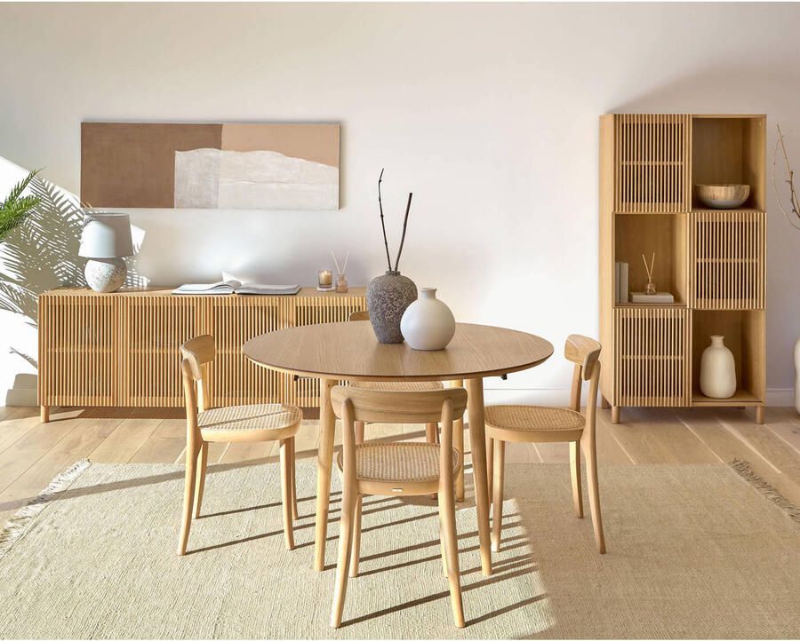 Kave Home Boekenkast Beyla 42.5 x 84.5 cm 78% MDF E0 (vezelplaat met gemiddelde dichtheid en lage formaldehyde-emissie klasse E0) 20% Eikenhoutplaat (Quercus alba) 2% Essenboomhout (Fraxinus Excelsior)