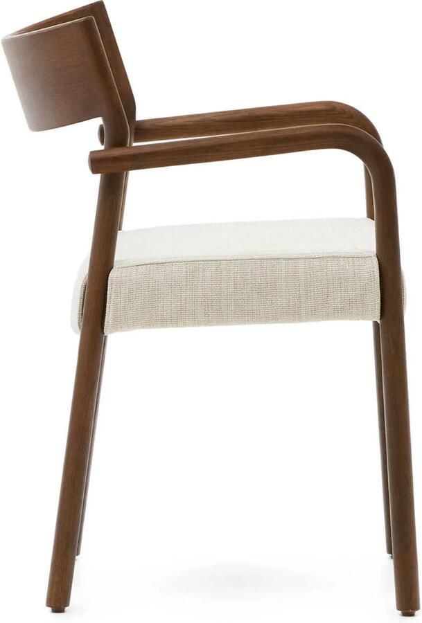 Kave Home Eetkamerstoel Falconera Eikenhout en chenille Walnoot