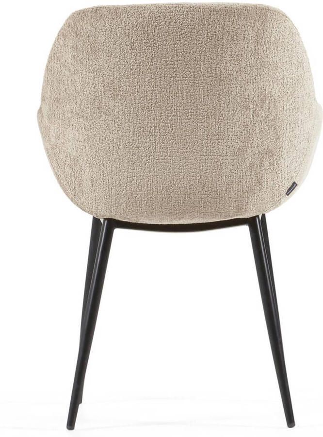 Kave Home Konna stoel in beige chenille met stalen poten en zwart gelakte afwerking - Foto 2
